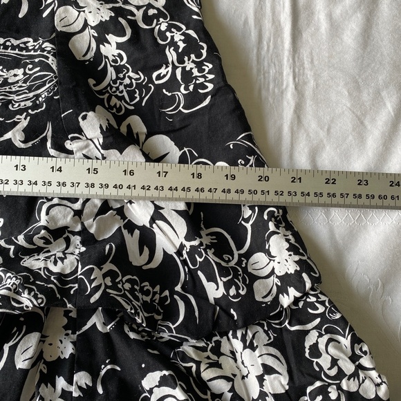 Jolie Black + White Floral Print Strapless Mini/Midi Pleated Dress Size 10 - Picture 12 of 15